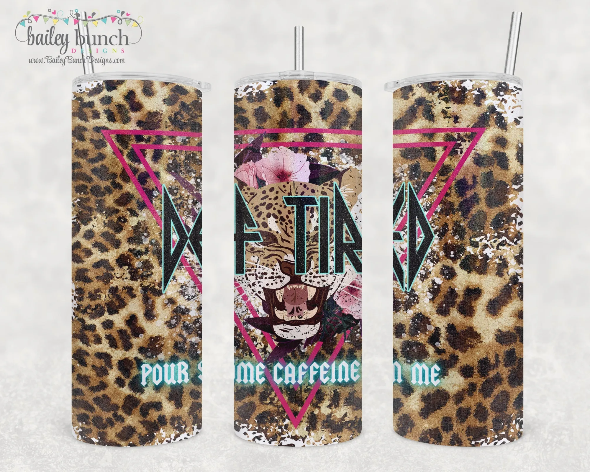 Pour Some Caffeine on Me Def Tired Retro Shimmer Glitter Tumbler TUMBTIRED0520