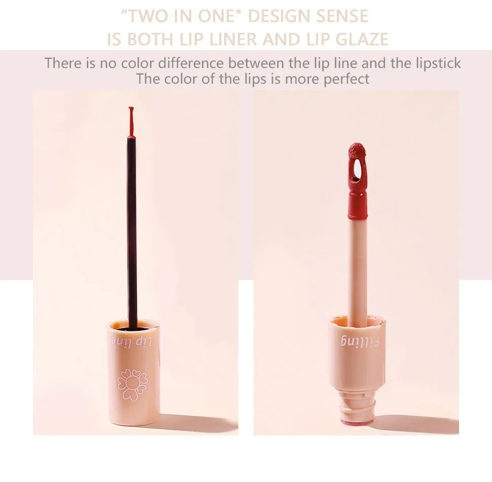 Pudaier - Two-in-One Lipliner Lip Gloss Assorted Shades