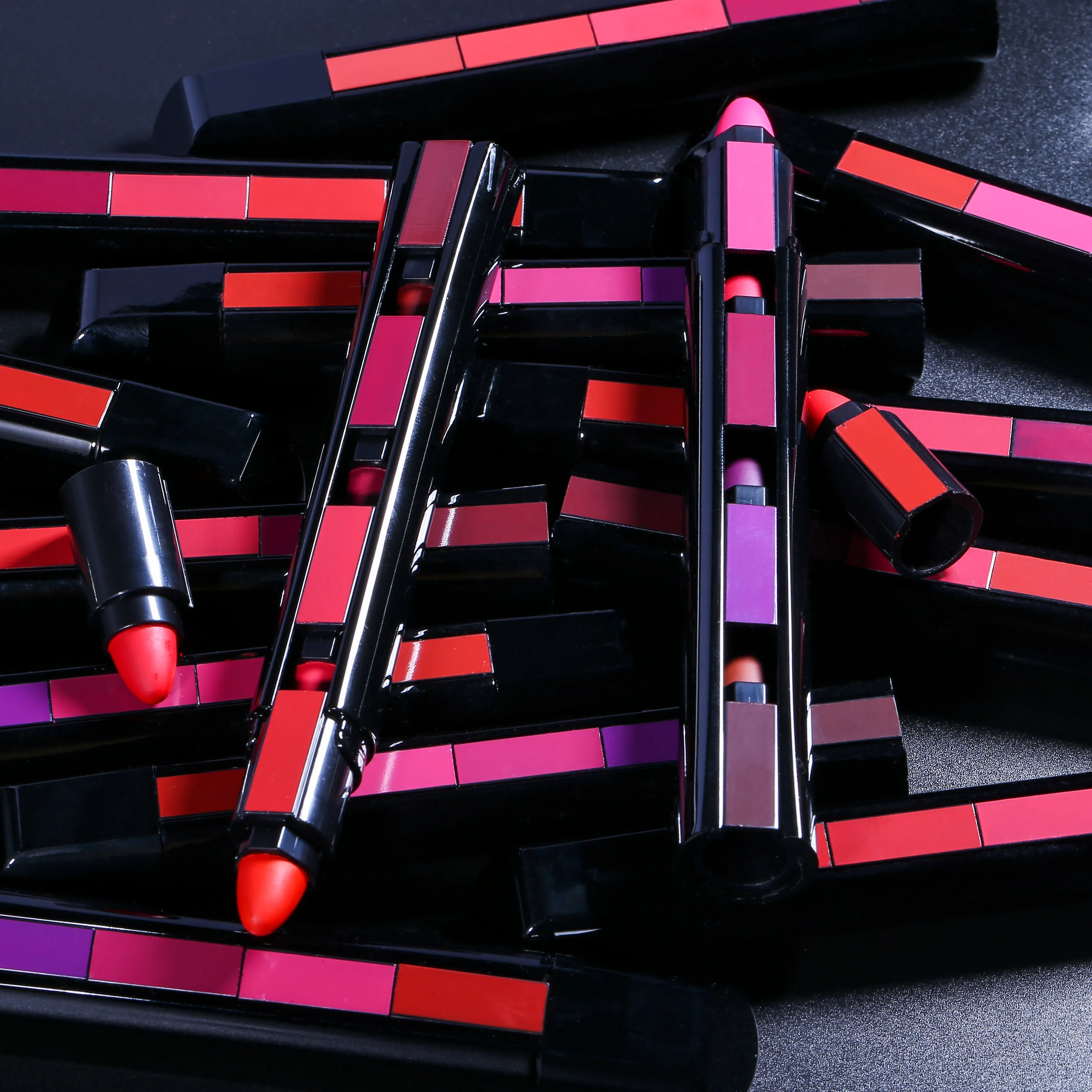 (Red Tones)  5-in-1 Lipstick Stack