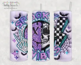 Smiley Face Skeleton Halloween PUFF Shimmer Glitter Tumbler TUMBSKULL0520
