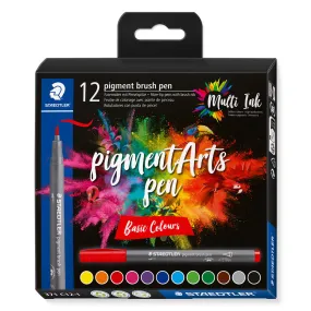 Staedtler Pigment Arts Multi Ink Brush Pens Basic Colours Set of 12