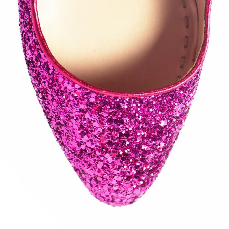 Sz 39.5 US 9 NEW $690 MIU MIU RUNWAY Hot Pink GLITTER Sparkle HIGH HEELS PUMPS